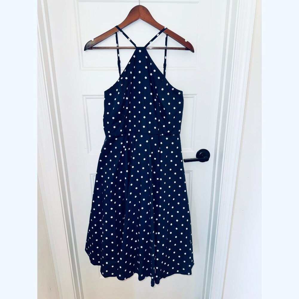 Venus Fit & Flare Polka Dot Retro High Neck Dress - Size 10